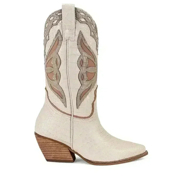 Steve Madden x REVOLVE Wynter Western Boots Bone Multi NWOB - Picture 2 of 12